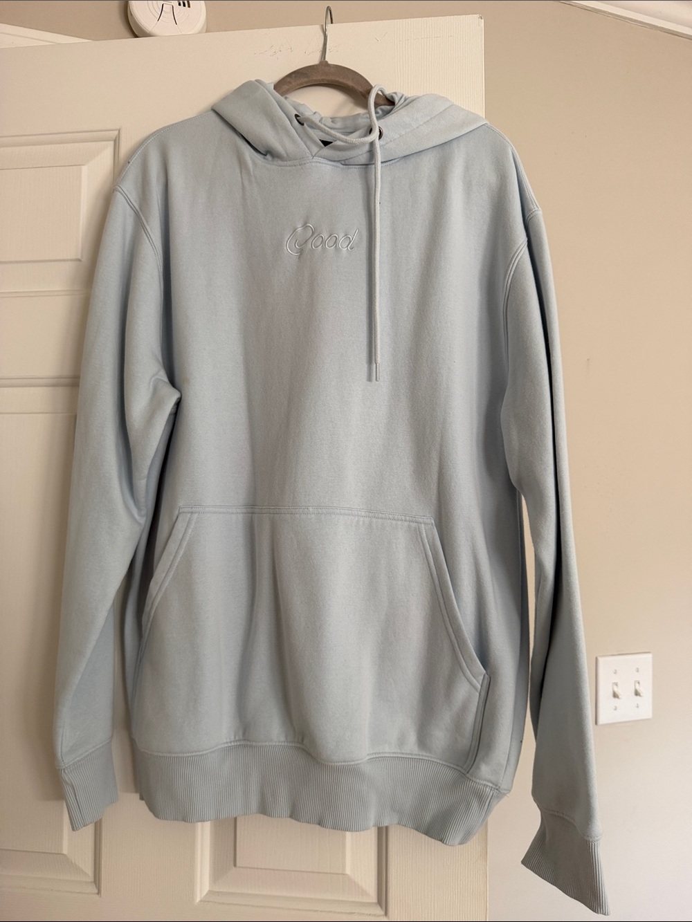 Light Blue Embroidered Hoodie Sweatshirt - Women